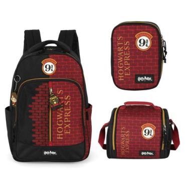 Imagem de Kit mochila escolar lancheira estojo bolsa harry potter - Luxcel, Vinh