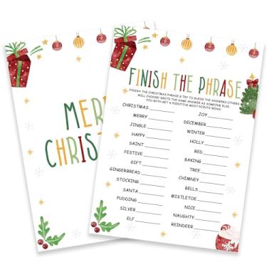 Imagem de Cartas de jogo Finish the Phrase Christmas Party, design de Natal fácil de jogar, jogos bobos, ideia divertida, atividade para quebrar o gelo, atividade para eventos festivos anuais para adultos