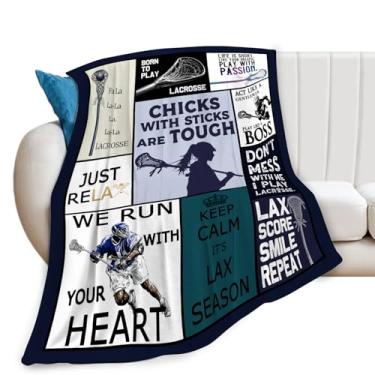 Imagem de Cobertor de lacrosse esportivo para amantes de lacrosse, presentes para meninas, meninos, crianças, pelúcia macia e aconchegante de lã para sofá cama 127 x 101 cm