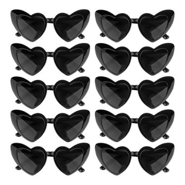 Imagem de Jaciya Pacote com 10 óculos de sol em formato de coração para despedida de solteira, casamento e sessões de fotos - Óculos de sol de coração preto