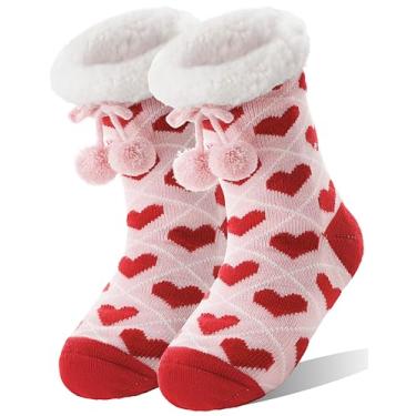 Imagem de MOGGEI Meias femininas felpudas para o inverno, quentes, macias, macias, térmicas, confortáveis, antiderrapantes, de lã, rosa, Medium