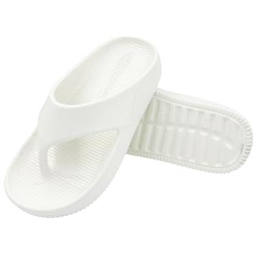 Imagem de Chinelo de Dedo Confortável em EVA – Chinelo Feminino e Masculino para Verão, Sandália Rasteira Leve e Antiderrapante(Branco,37)