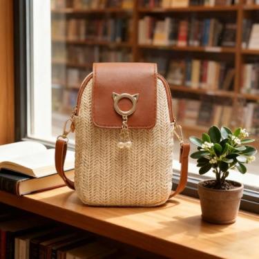 Imagem de Bolsa de praia transversal personalizada para mulheres – Bolsa tiracolo de palha, bolsas de viagem pequenas para mulheres, bolsas de férias de palha elegantes