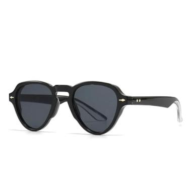 Imagem de Óculos de sol ovais com gradiente retrô, populares, para homens e mulheres, com rebites, para dirigir, UV400 (TYJ93-6)