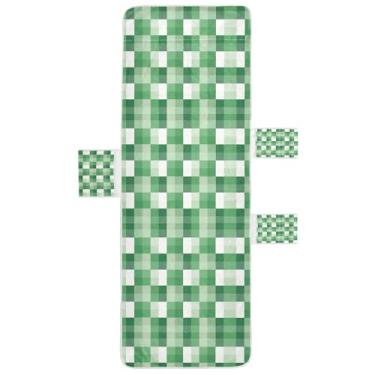 Imagem de STAYTOP Capa de toalha de cadeira de salão verde Buffalo Grid, capa macia para espreguiçadeira, capas de cadeira de praia com bolsos para jardim ao ar livre, pátio, pátio, banhos de sol, gramado, 215