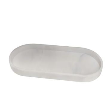Imagem de Organizador de bandeja de silicone para banheiro, quarto, cozinha, design antiderrapante à prova d'água, armazenamento de perfume e joias (borda arredondada de mármore branco)