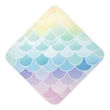 Imagem de Toalhas de bebê com capuz toalha de bebê absorvente ultra macia escala colorida musselina algodão toalhas de banho para recém-nascidos crianças pequenas 35x35 polegadas