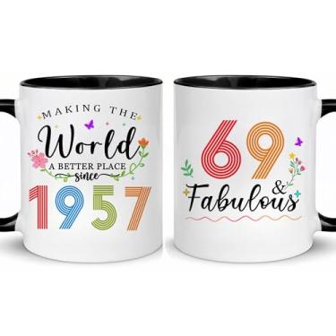 Imagem de Choinn 1957 Presentes de aniversário de 69 anos para mulheres e homens, presente de aniversário de 69 anos, caneca de café para mãe, pai, avó, vovô, ideias de presentes de aniversário de 69 anos, Dia