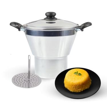 Imagem de Cuscuzeira e Panela a Vapor em Alumínio Polido, Tampa com Alças Baquelite, Ideal para Cuscuz e Legumes (18)