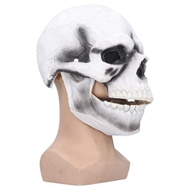 Imagem de GLOGLOW Máscara de Caveira Assustadora para Adultos, Capacete de Caveira de Látex de Cabeça Inteira para Adultos, Capacete de de Látex de Cabeça Inteira Com Olhos Brilhantes, Queixo Móvel, Perfeito