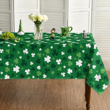 Imagem de Horaldaily Toalha de mesa retangular para Dia de São Patrício 152 cm × 354 cm, folhas verdes de trevo de primavera, lavável e sazonal, para decoração de festa, piquenique, jantar