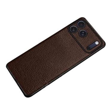 Imagem de LYJSMGZ Capa de couro genuíno para iPhone 17 Pro Max/Air/17 Pro/17, proteção completa para a lente à prova de choque, capa fina anti-impressão digital, marrom, 17 Pro Max