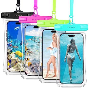 Imagem de Bolsa de telefone à prova d 'água Karvense para iPhone 12 Pro Max 11 Pro Max XS Max XR 8 7 SE, Samsung Galaxy S/A/Note, Moto, Xiaomi, até 7 polegadas, bolsa de chuveiro para celular - pacote com 4