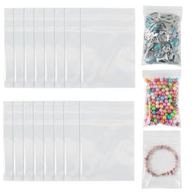 Imagem de 50 pçs/conjunto de bolsas retangulares de plástico transparente com zíper organizador de armazenamento bolsa de vedação superior transparente bolsa de embalagem selável de 12 x 8 cm