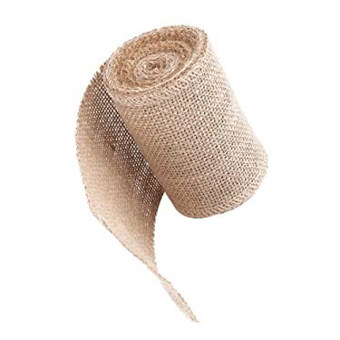 Imagem de Alomejor Rolo de Serapilheira, Rolo de Tecido de Juta para Decorações, Sem Bordas Desgastadas, Material Rústico Multiuso para Decoração de Cadeira de Mesa de Festa de (Largura 10cm, comprimento 3