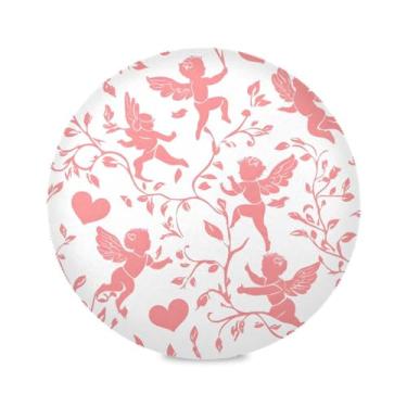 Imagem de JUZIHAI Jogo americano Cupido Dia dos Namorados 38 cm conjunto de 6 tapetes de mesa de jantar antiderrapantes resistentes ao calor laváveis para decoração de festa de férias de cozinha