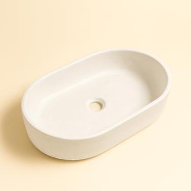 Imagem de Cuba Pia Cimento de Apoio Sobrepor Para Banheiro (Oval, Branco)