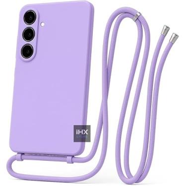 Imagem de Capa Case Capinha Para Samsung Galaxy A26 5G Silicone Com Cordão Alça De Pescoço Ajustável Veludo Premium (LILÁS)