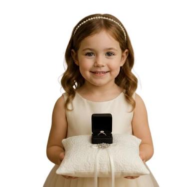 Imagem de Almofada Porta Alianças com Renda e Strass Luxo Festa - anjo da mamãe,