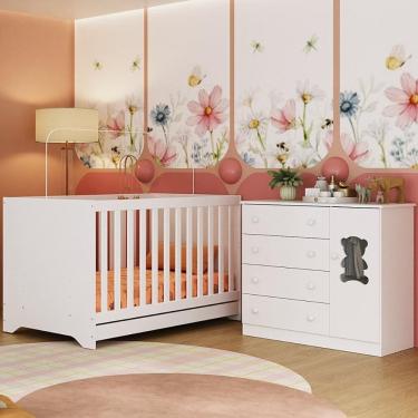 Imagem de Berço Americano 3 em 1 com Cômoda 1 Porta 4 Gavetas Teddy Multimóveis MP4723