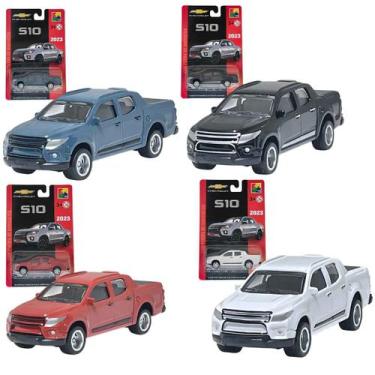 Imagem de Kit 4 Carrinhos Em Metal Chevrolet S10 2023 1:64 Original Licenciado G