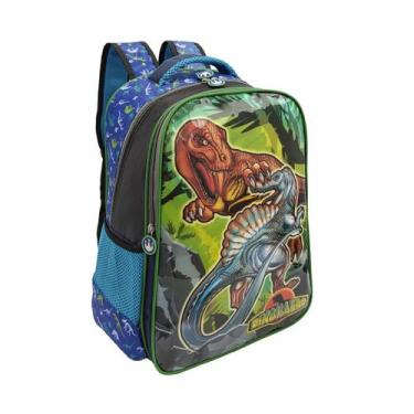 Imagem de Mochila Escolar Infantil de Costas Creche Passeio Dinossauro Ponto Ver