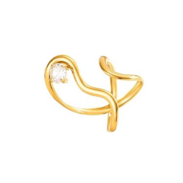 Imagem de OIDIMS Anel de linha irregular para mulheres, minimalista, dourado, geométrico, aberto, anel de imitação de cristal de compromisso, aliança de dedo de casamento de aço inoxidável ajustável declaração