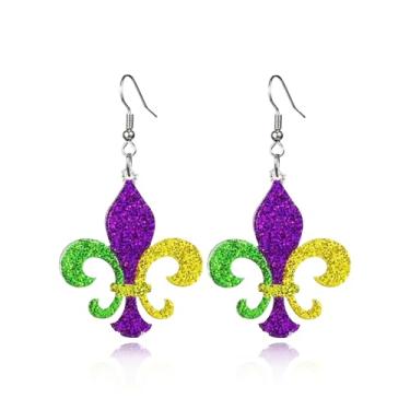Imagem de Brincos femininos de carnaval com glitter, máscara, gnomo, pingente, leve, amarelo, verde, carnaval, carnaval, acessórios para presente, Medium, Metal, Sem pedra preciosa