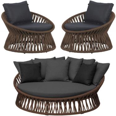 Imagem de Chaise área Externa Monza Alumínio Corda Náutica Trama Marrom