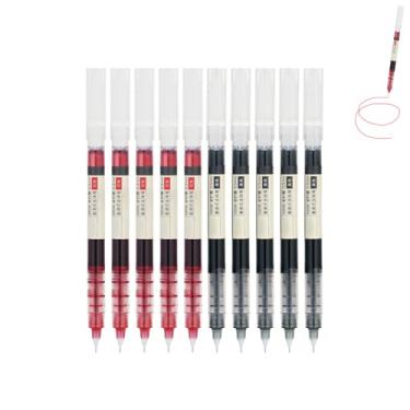 Imagem de GZBABY Canetas rollerball 10 peças, caneta esferográfica de ponta fina, 0,5 mm, cartucho de tinta grande (preto, vermelho)