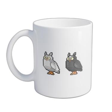 Imagem de Caneca Xícara de Café Porcelana 300ml Coruja Pixel Art