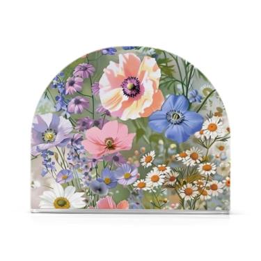 Imagem de Porta-guardanapos de flores silvestres acrílico, porta-guardanapos para cozinha, dispensador de guardanapos de restaurante para guardanapos de papel de jantar