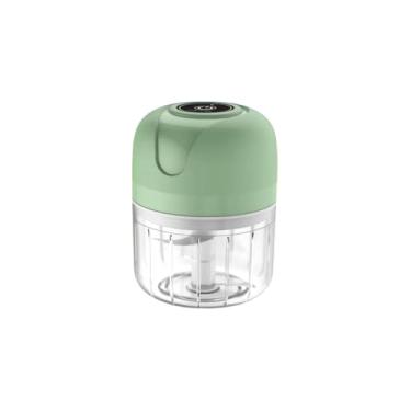 Imagem de Mini Processador Recarregável USB, Verde, Aço Inox e Plástico, 800mAh, 19x8cm, Portátil, com Cabo Tipo C
