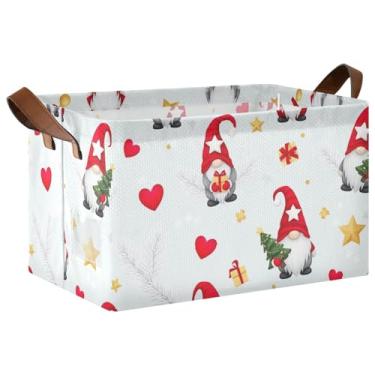 Imagem de Linda caixa de armazenamento dobrável com estrelas de gnomos de Natal para armazenamento de toalhas, cesta de brinquedo para cães para armazenamento doméstico e organização 42 x 29 x 25 cm, 1 pacote