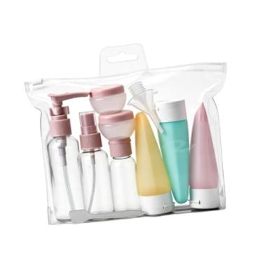 Imagem de MotiveTech Conjunto de frascos de viagem para produtos de higiene pessoal, kit com recipientes leves e recarregáveis ​​para condicionador, loção e shampoo. Ideal, Colorido Translúcido