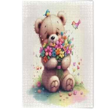 Imagem de 1000 peças de quebra-cabeças para adultos urso fofo vibrante desenho animado engraçado jogo de quebra-cabeça presentes criativos jogos família decoração de casa, 1000 peças, 75 x 50 cm