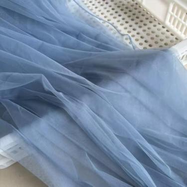 Imagem de Tecido de tule azul empoeirado de 160 cm de largura - decorações de casamento de malha transparente macia, decoração de festa, saias tutu, fantasias, cortinas - ideal para projetos de artesanato e