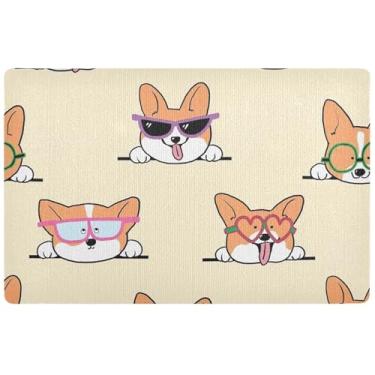 Imagem de TSENQUE Tapete de porta de cachorro Corgi fofo com desenho personalizado absorvente grande, tapete de Halloween antiderrapante para entrada, 81 x 50 cm