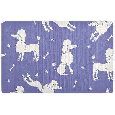 Imagem de TSENQUE Capacho de boas-vindas com desenho personalizado Poodles violeta tapete de boas-vindas absorvente antiderrapante tapete lavável à prova d'água 81 cm x 50 cm