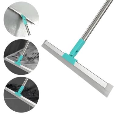 Imagem de Rodo Limpador de Silicone Multifuncional com Cabo Articulado 180°, Plástico e Aço Inox, 80cm de Cabo, 50cm de Base, para Vidros, Banheiro e Box