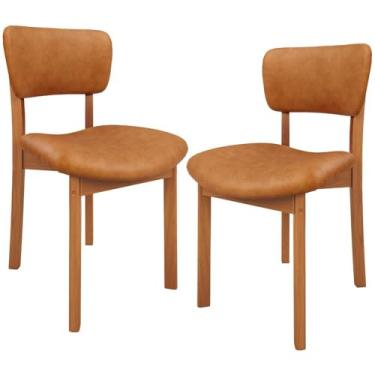 Imagem de Kit 02 Cadeiras Para Sala de Jantar Cozinha Living Estofada Dara L02 Couríssimo Canela - Lyam Decor