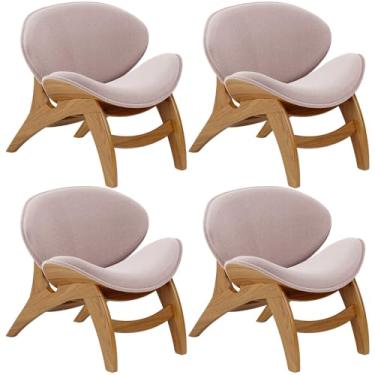 Imagem de Kit 4 Poltronas Decorativa Orgânica Sala Living Kadosh L02 Bouclê Rosê - Lyam Decor