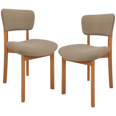 Imagem de Kit 02 Cadeiras Para Sala de Jantar Cozinha Living Estofada Dara L02 Bouclê Bege - Lyam Decor