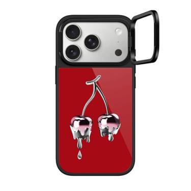 Imagem de CASETiFY Capa Glaze Ring Stand para iPhone 17 Pro [suporte/1,5 m. 1X proteção contra quedas de grau militar/compatível com Magsafe] - cereja cromada - preta