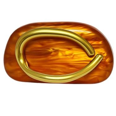 Imagem de Bolsa clutch de acrílico feminina clássica redonda para noite bolsa vintage de metal para guidão para festa de casamento e formatura., Acrílico-laranja
