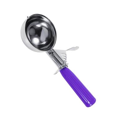 Imagem de Luqeeg Colher de Colher de Sorvete de Frutas Em Aço Inoxidável Com Alça de Plástico de Fácil Liberação para café Doméstico (4,2 cm)