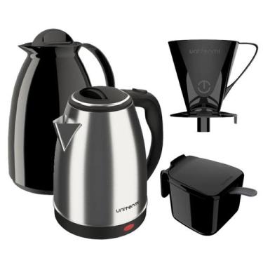 Imagem de Kit Café Chaleira Elétrica 110V Garrafa 650Ml Filtro Coador - Unitermi