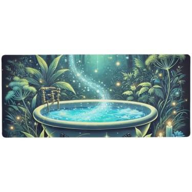 Imagem de Tapete de mesa azul Forest Bath antiderrapante, mouse pad gamer, mouse pad longo, 80 x 39,9 cm
