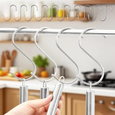 Imagem de Pacote com 10 ganchos de metal para pendurar, aço inoxidável, pequeno, 7 cm com rolha redonda, antiderrapante, para armário, roupas, plantas, copos, toalhas, ornamento