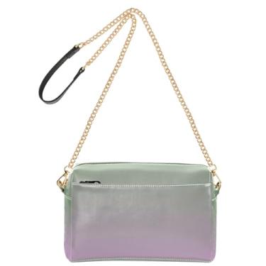 Imagem de Joitme Bolsa feminina transversal verde dinossauro verde lavanda magenta gradiente bolsa de telefone linda alça de corrente bolsa de ombro de couro PU